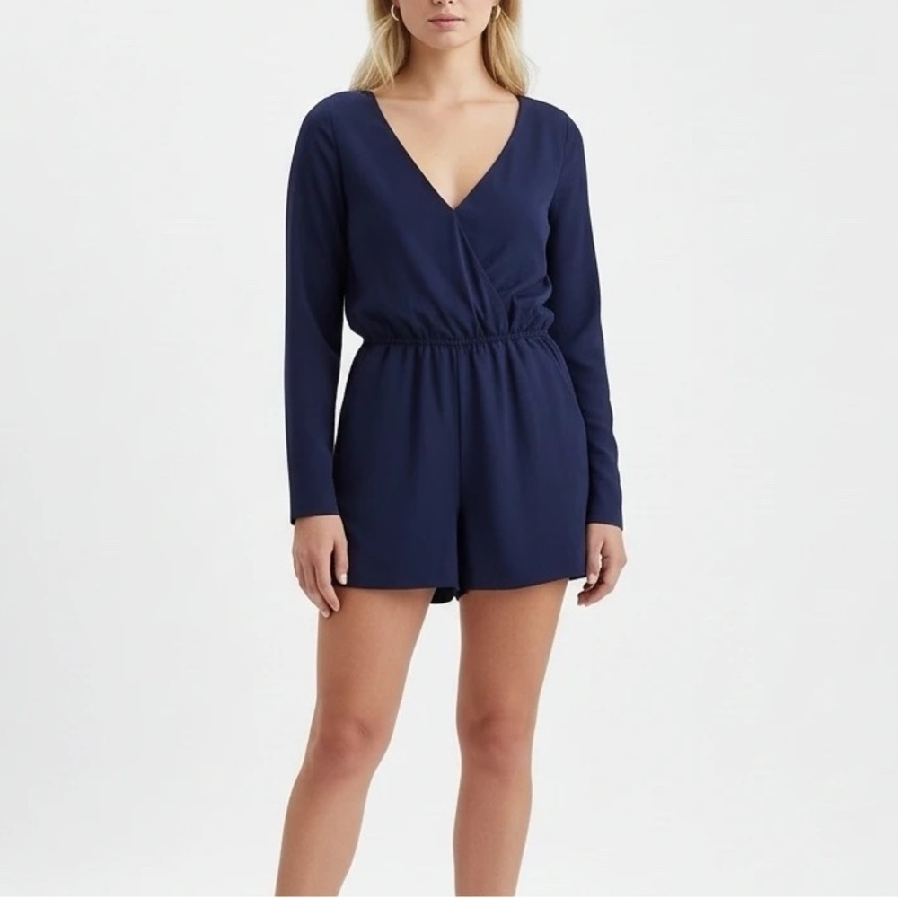 BCBG Navy Blue Romper with Open Back